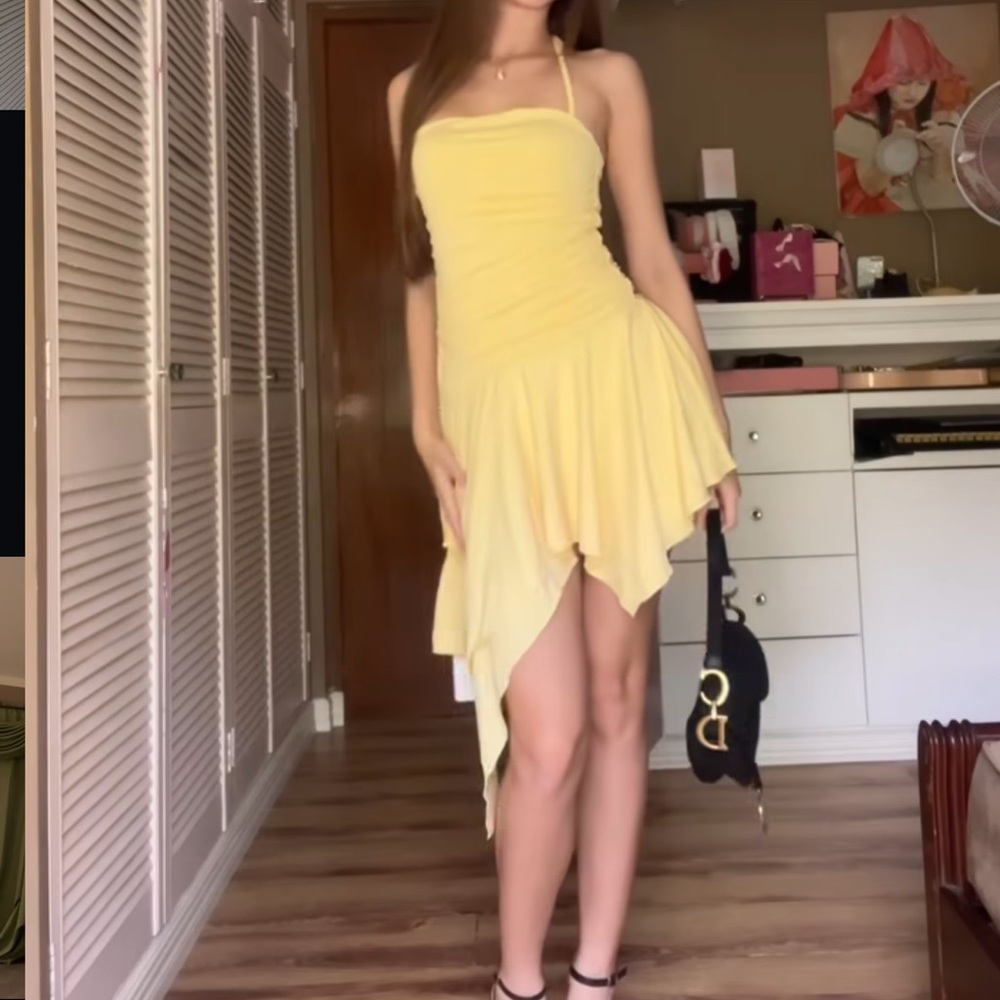 Yellow mini ruffle Dress